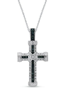 AFFY 0.13 Cttw Round White Natural Diamond Heart Bar Engraving Pendant Necklace in 14k Gold Over Sterling Silver